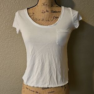 H&M White Crop Fitted Tee Short Sleeve